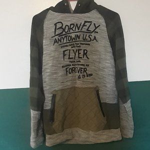 Born Fly hooded sweatshirt gray / green size medium
